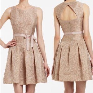 BCBG Max Azria - Blush Tan Floral Textured "Delphine" Dress Sz 0 (Tan)